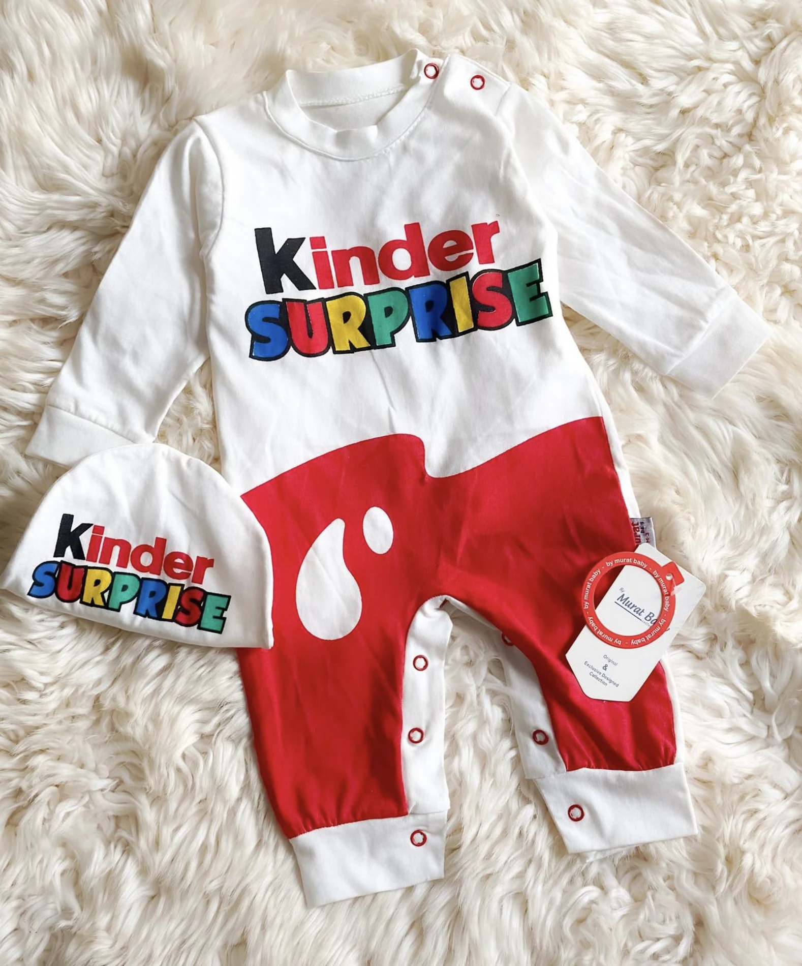 Bebek Tulum Kinder Baskılı Şapkalı 3-12 Ay 