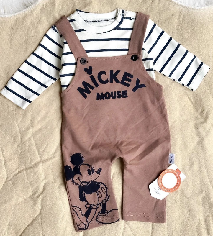 Bebek Salopet Mickey Baskılı 3-12 Ay Arası