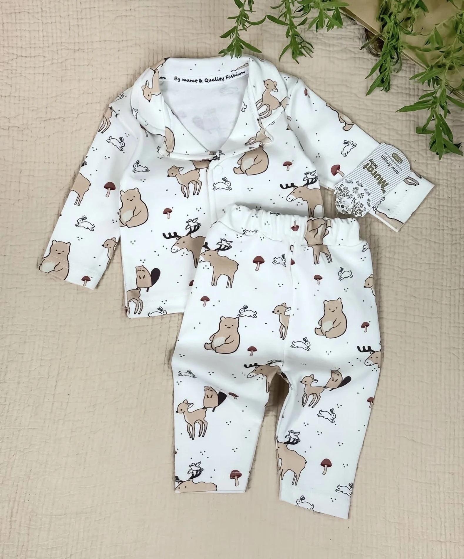 Bebek Pijama Takımı Sevimli Geyik Baskılı 3-12 Ay Arası 