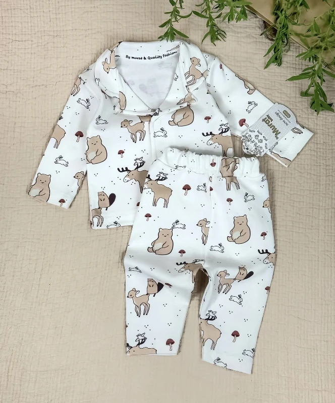 Bebek Pijama Takımı Sevimli Geyik Baskılı 3-12 Ay Arası