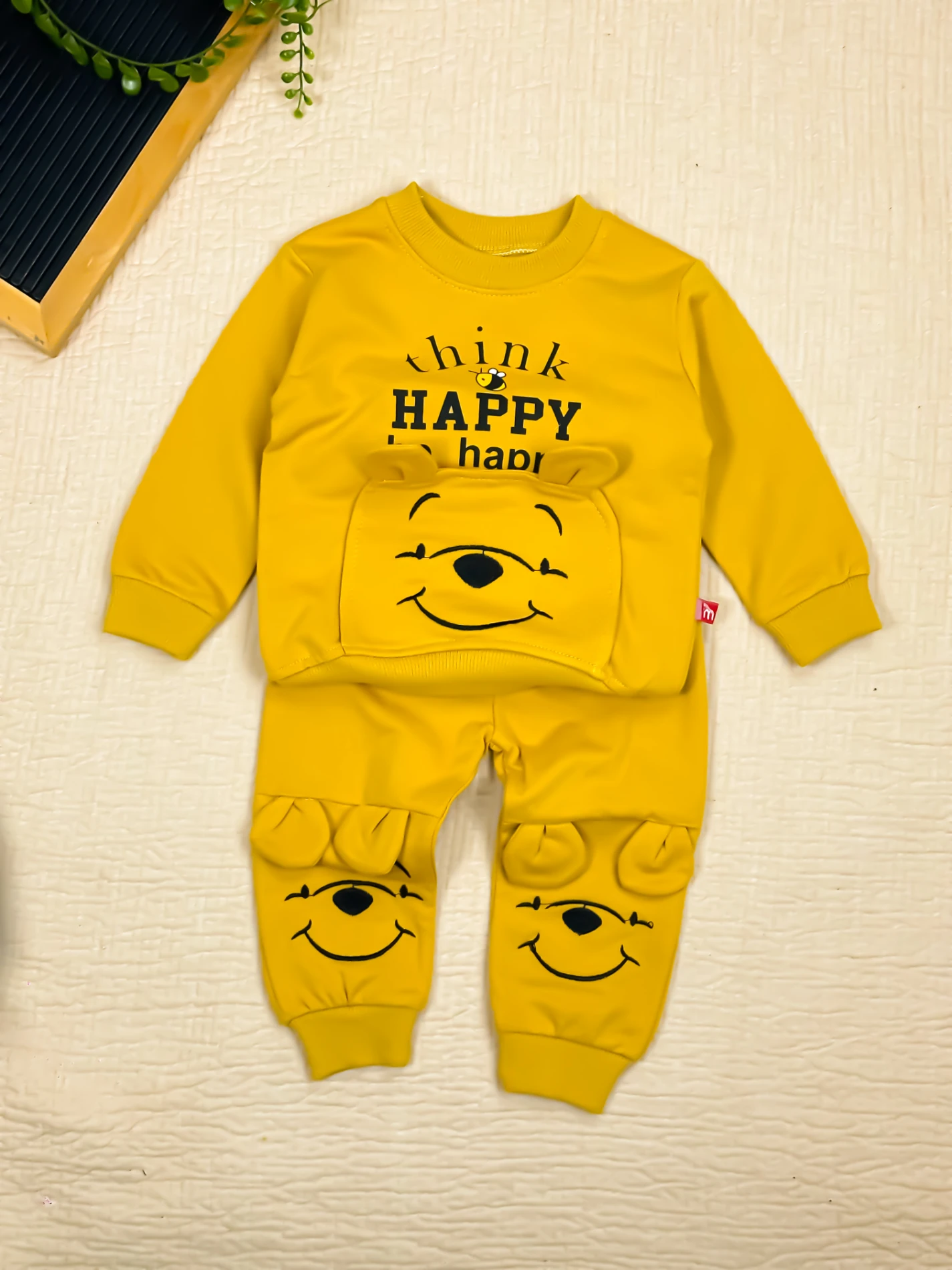 Bebek Takım Happy Baskılı 9-24 Ay Arası Sarı 