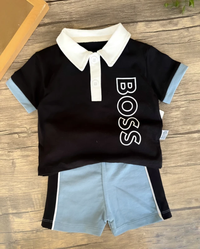 Bebek  Takım Boss Baskılı 6/24Ay Arası Siyah