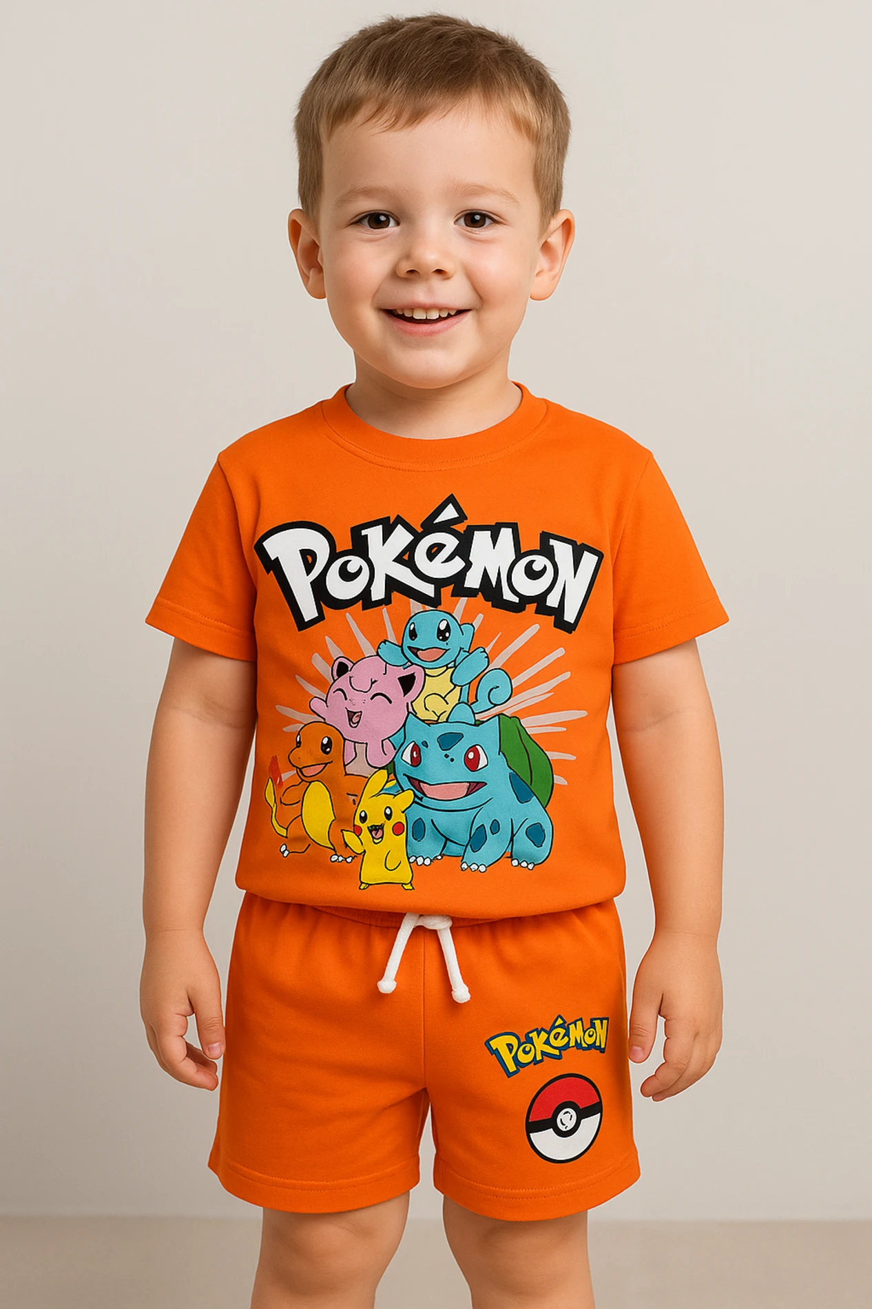Çocuk Takım  Pokemon Baskılı 3-8 Yaş Arası Turunu 